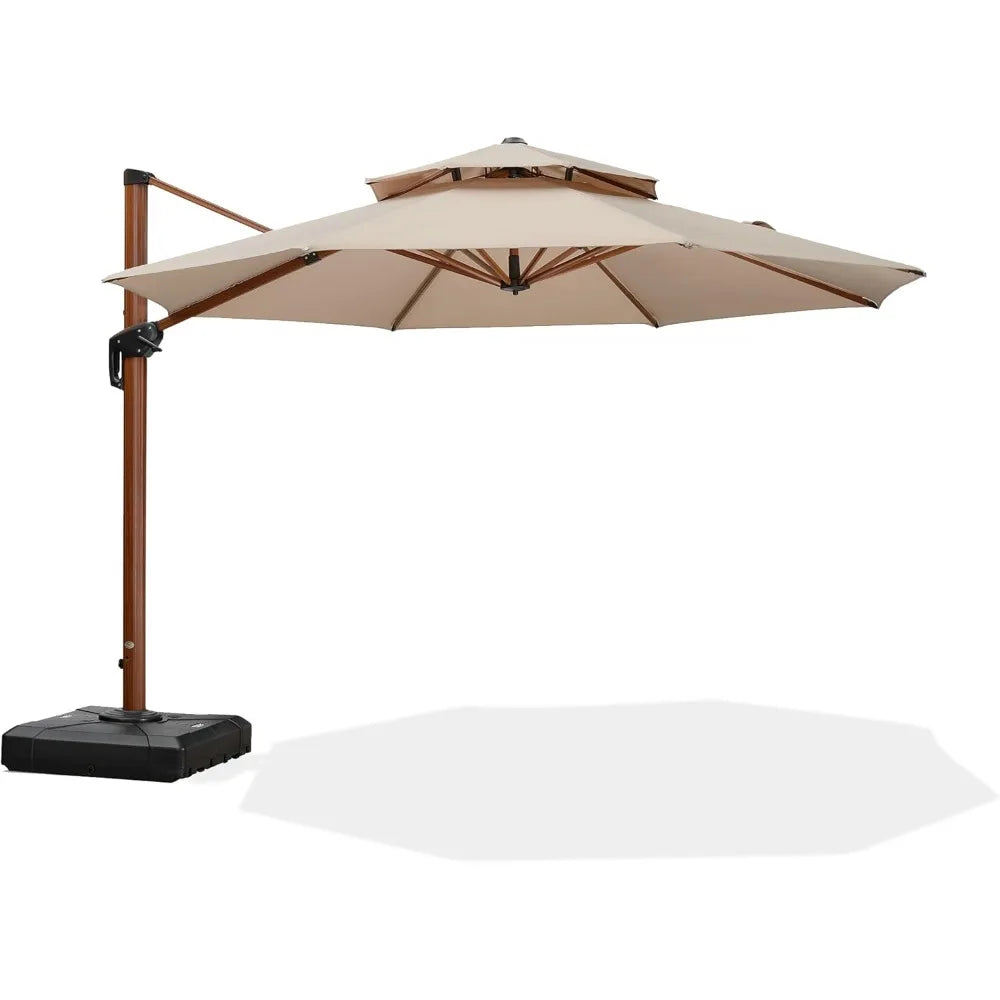 11ft Patio Outdoor Round Umbrella Large Cantilever Windproof - Cheerful Home Finds
