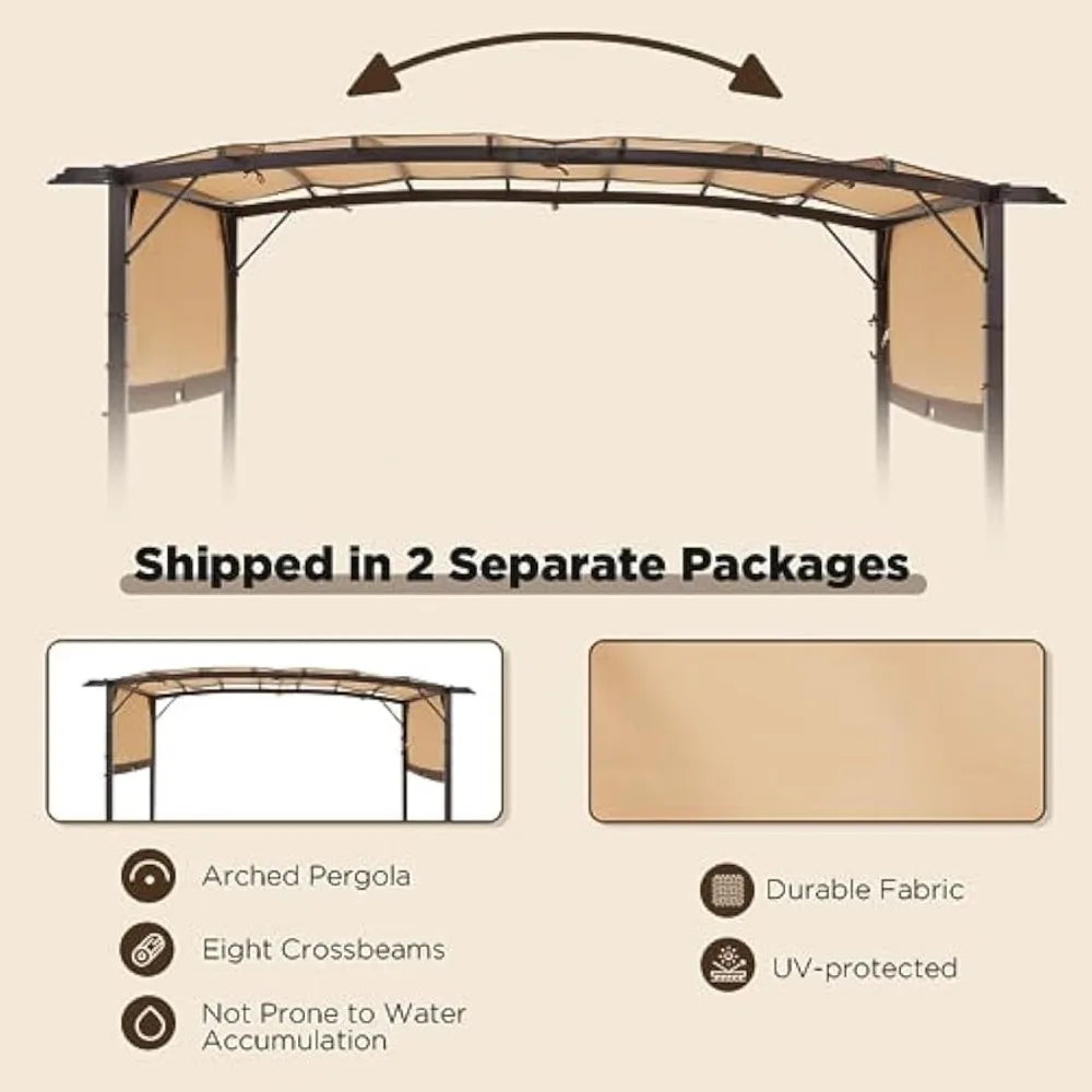 Pergola 9' x 12' Outdoor Pergolas with Sun Shade Canopy - Cheerful Home Finds