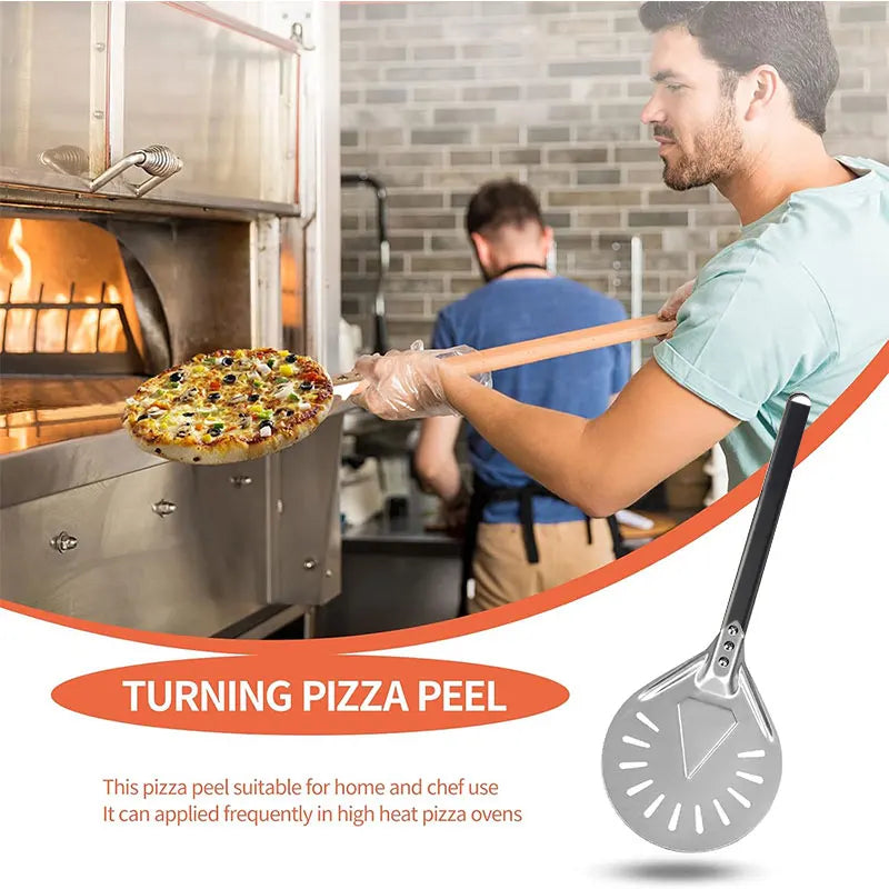 Round 7/9/12 Inch Pizza Turning Peel Turner Long Handle - Cheerful Home Finds