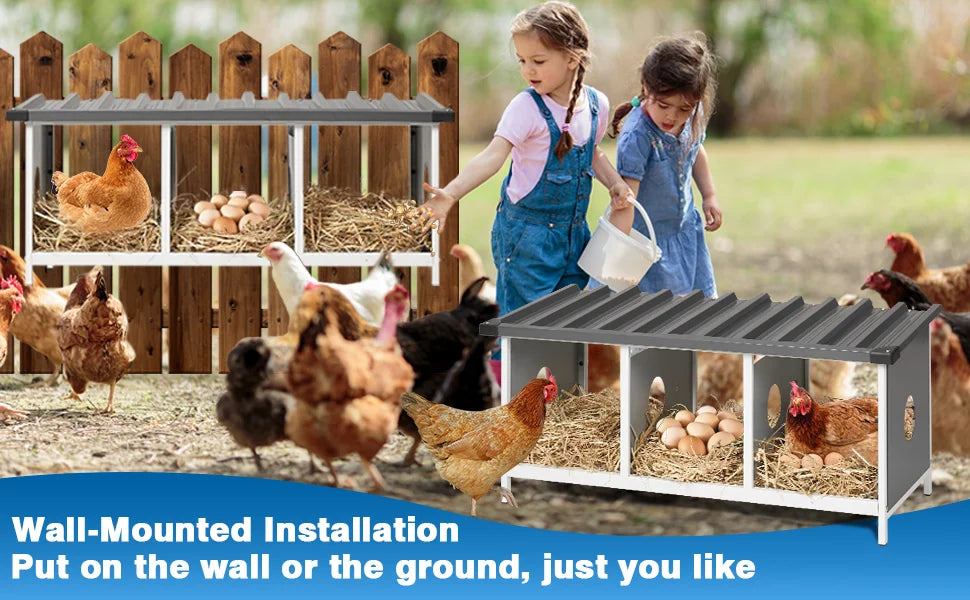 3 Compartments Nesting Box for Hens Metal Egg Laying Nest - Cheerful Home Finds