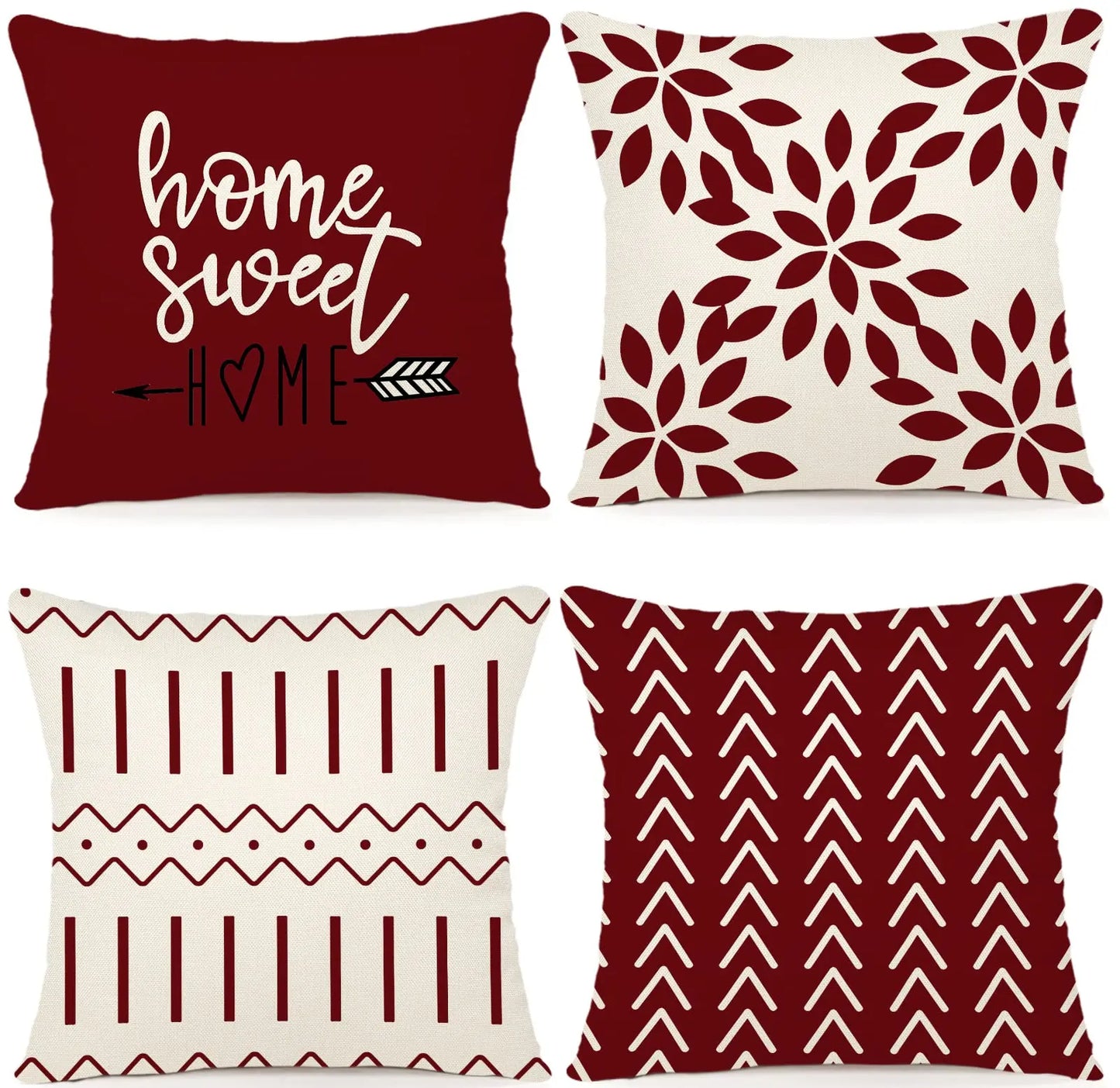 Pillow Covers 18x18 Set of 4, Modern Geometric Linen Case - Cheerful Home Finds