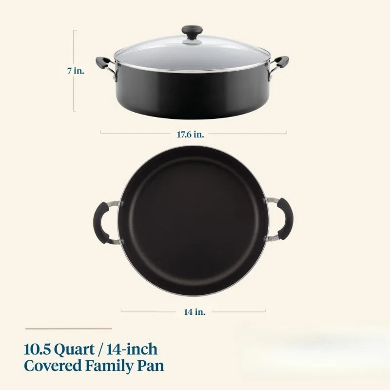 Nonstick Family Pan Jumbo Cooker with Lid 14 Inch Aluminum - Cheerful Home Finds