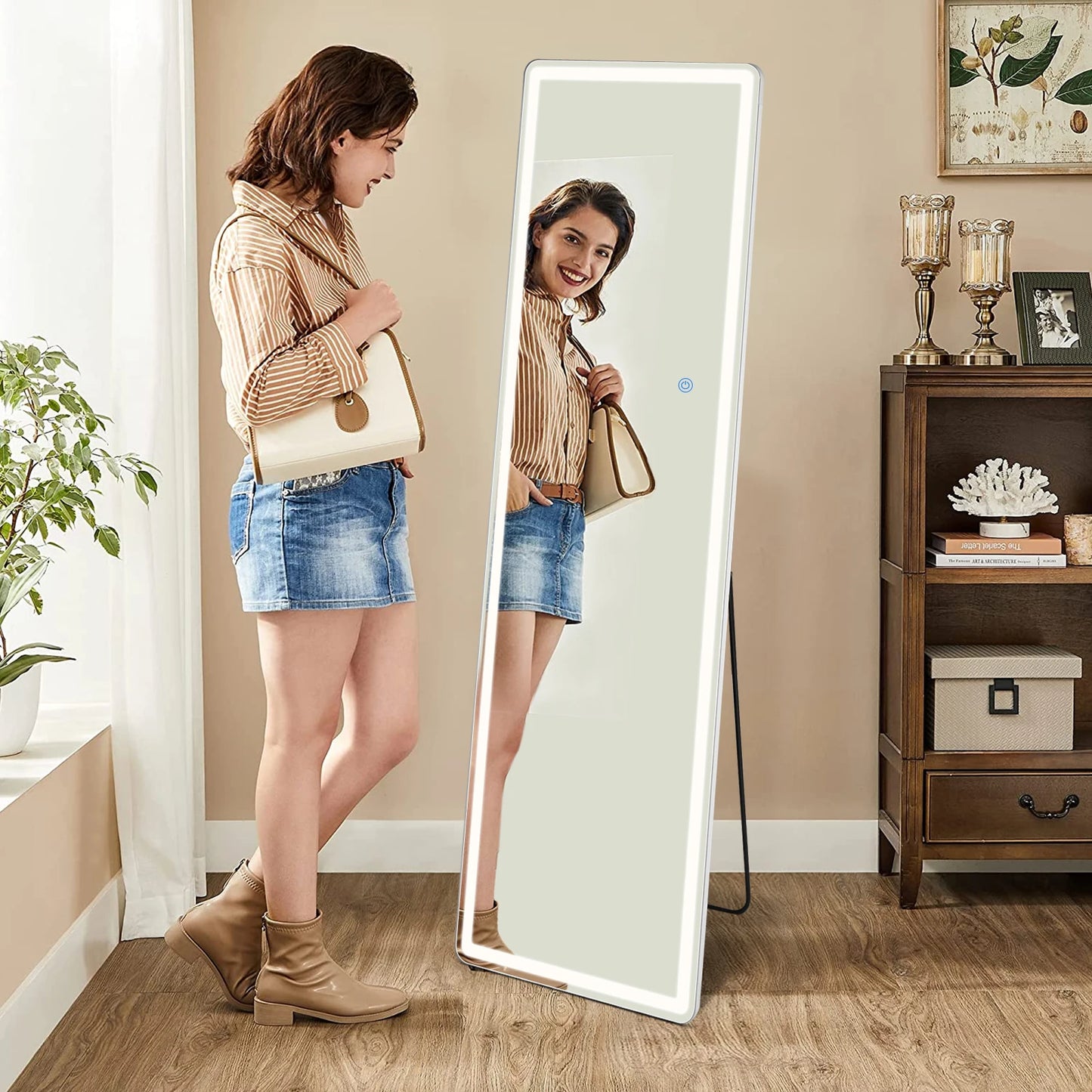 JHK Led 64"x21" Full Length Mirror Aluminum Alloy Frame - Cheerful Home Finds