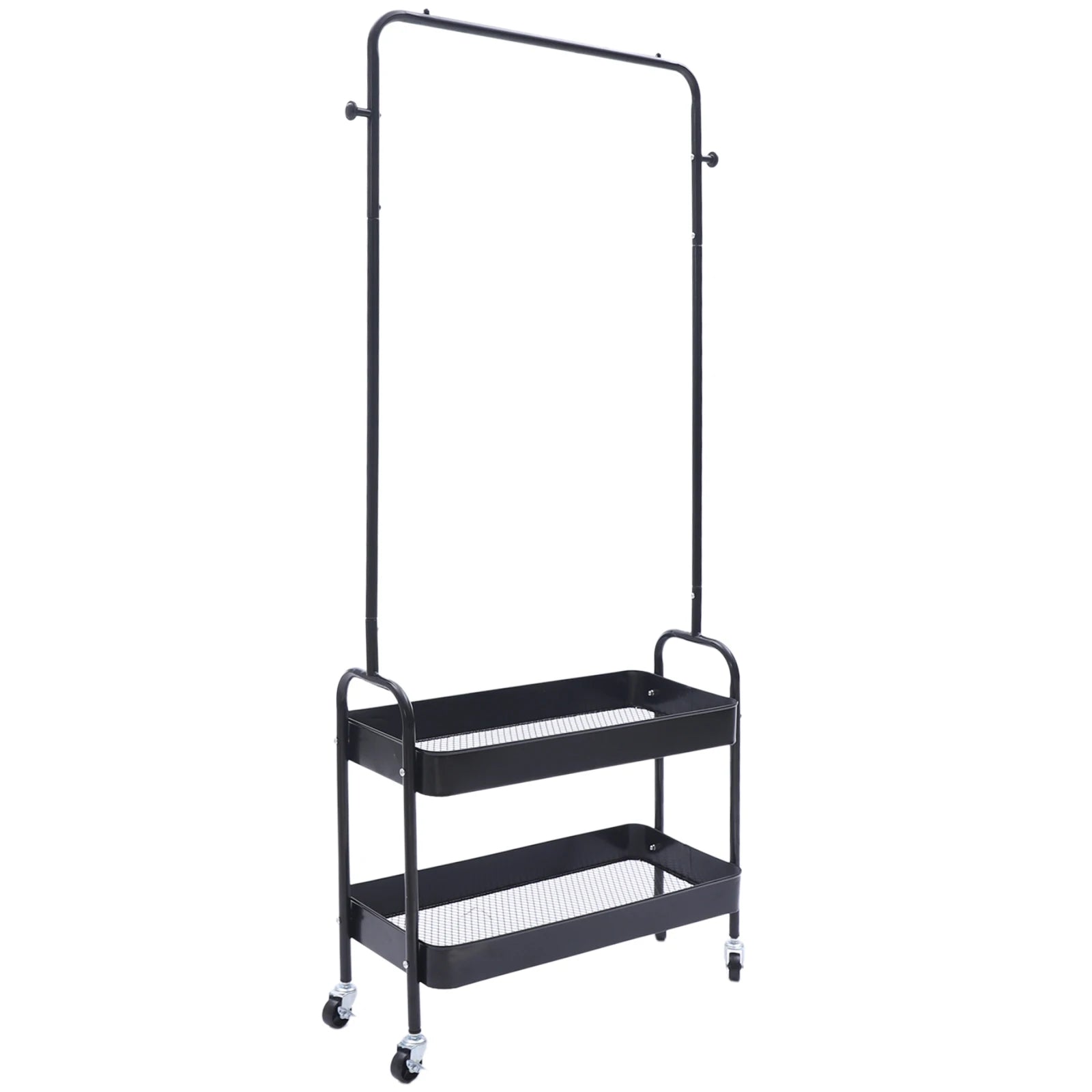 Mobile Clothing Storage Rack with 2 Tiers and Wheels - Cheerful Home Finds