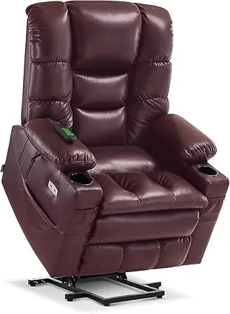 Triple Motor Power Lift Recliner Chair with Massage and Dual Heating Adjustable Headrest for Big and Tall Elderly People Faux Leather
