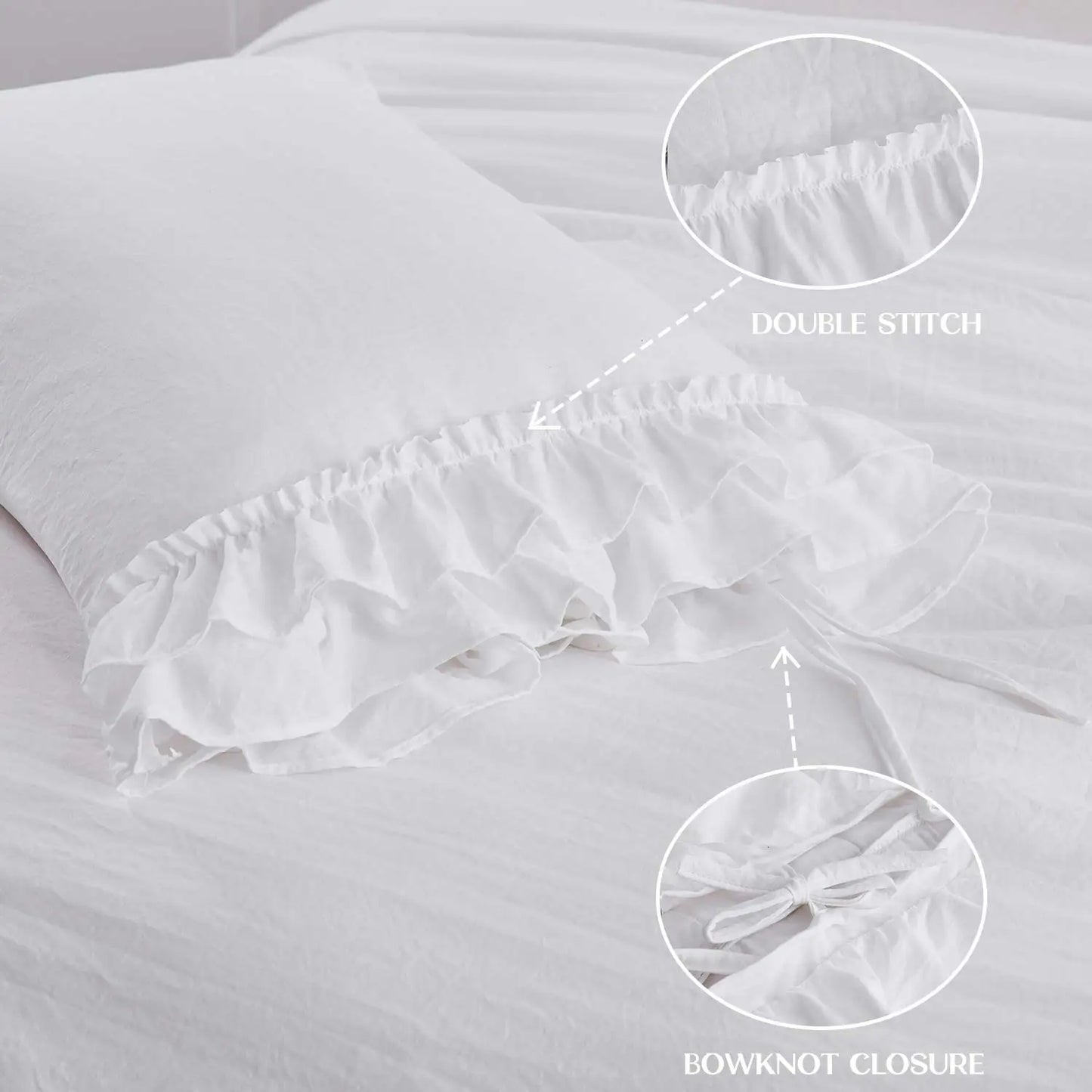 3 Piece Ruffled Duvet Cover Set Queen Farmhouse Ruffle - Cheerful Home Finds