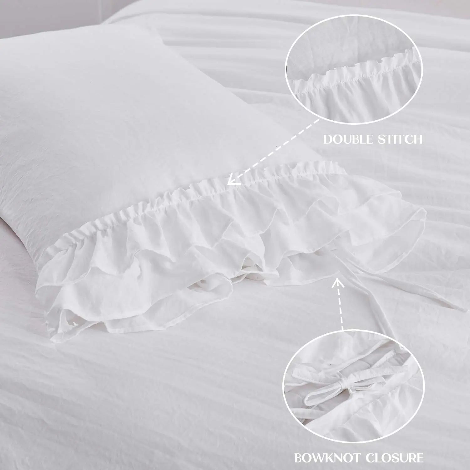 3 Piece Ruffled Duvet Cover Set Queen Farmhouse Ruffle - Cheerful Home Finds