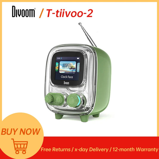 Divoom Tiivoo 2 Portable Bluetooth Speaker with FM Radio Pixel Art Retro Mini Cute Wireless Speaker Vintage Decor - Cheerful Home Finds