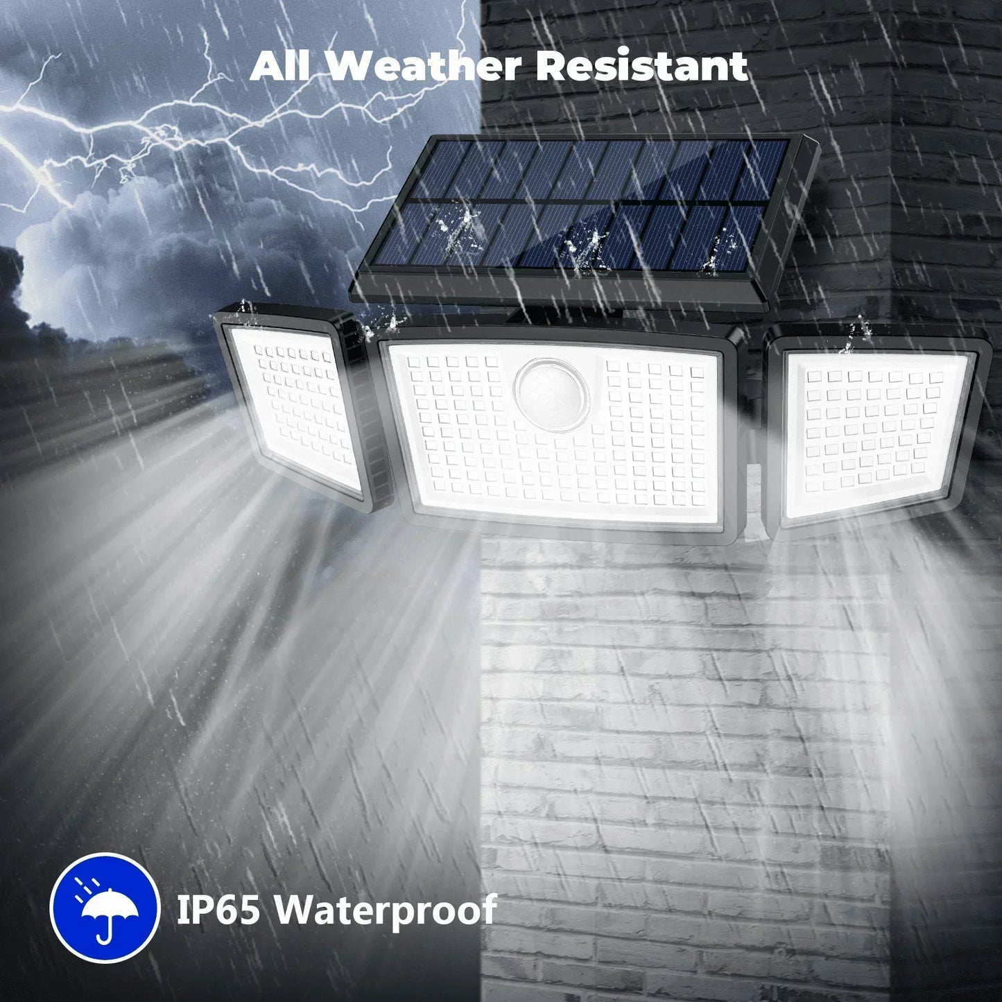 SZRSTH 2pcs IP65 Waterproof Outdoor Solar Lights 3000LM - Cheerful Home Finds