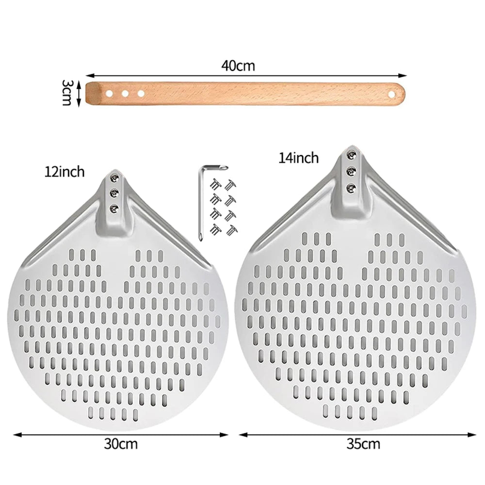 12/14 Inch Round Pizza Turning Peel Hard Anodized Aluminum Paddle - Cheerful Home Finds
