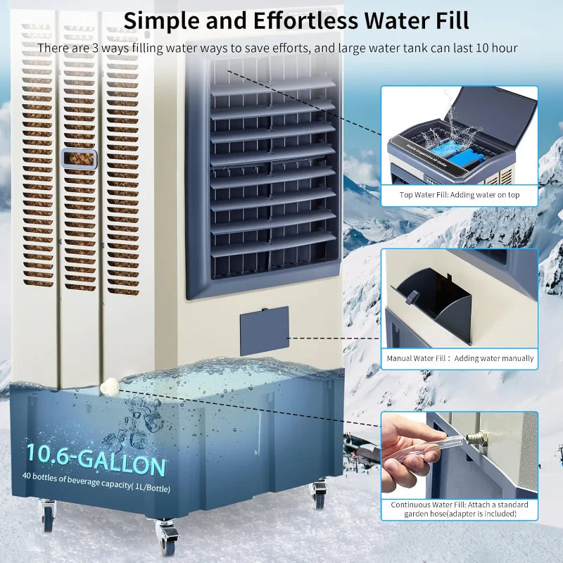 4800 CFM Evaporative Air Cooler with 10.6 Gallon Water Tank - Cheerful Home Finds