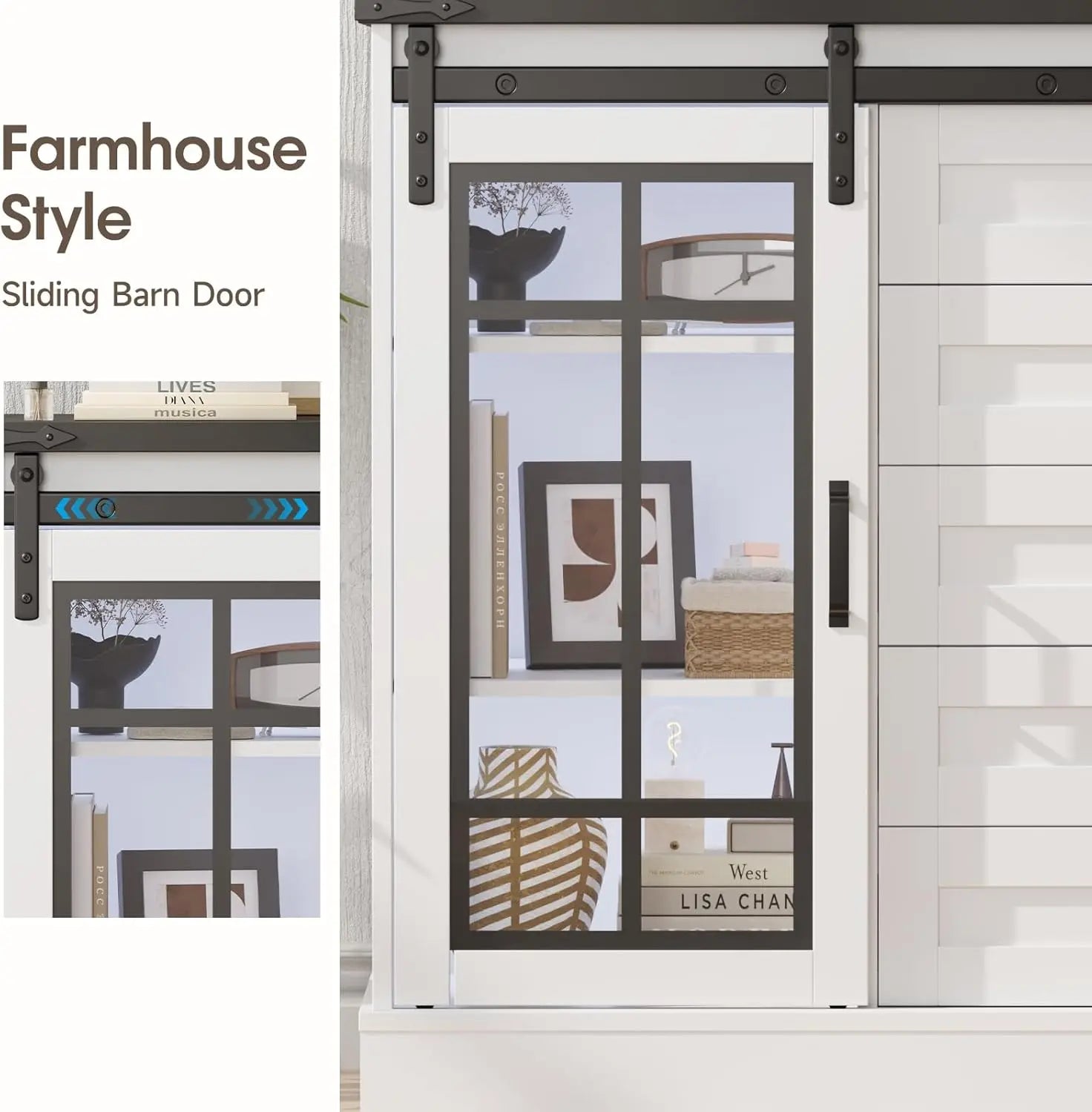 Vabches Dresser for Bedroom 6 Drawer with Glass Door - Cheerful Home Finds