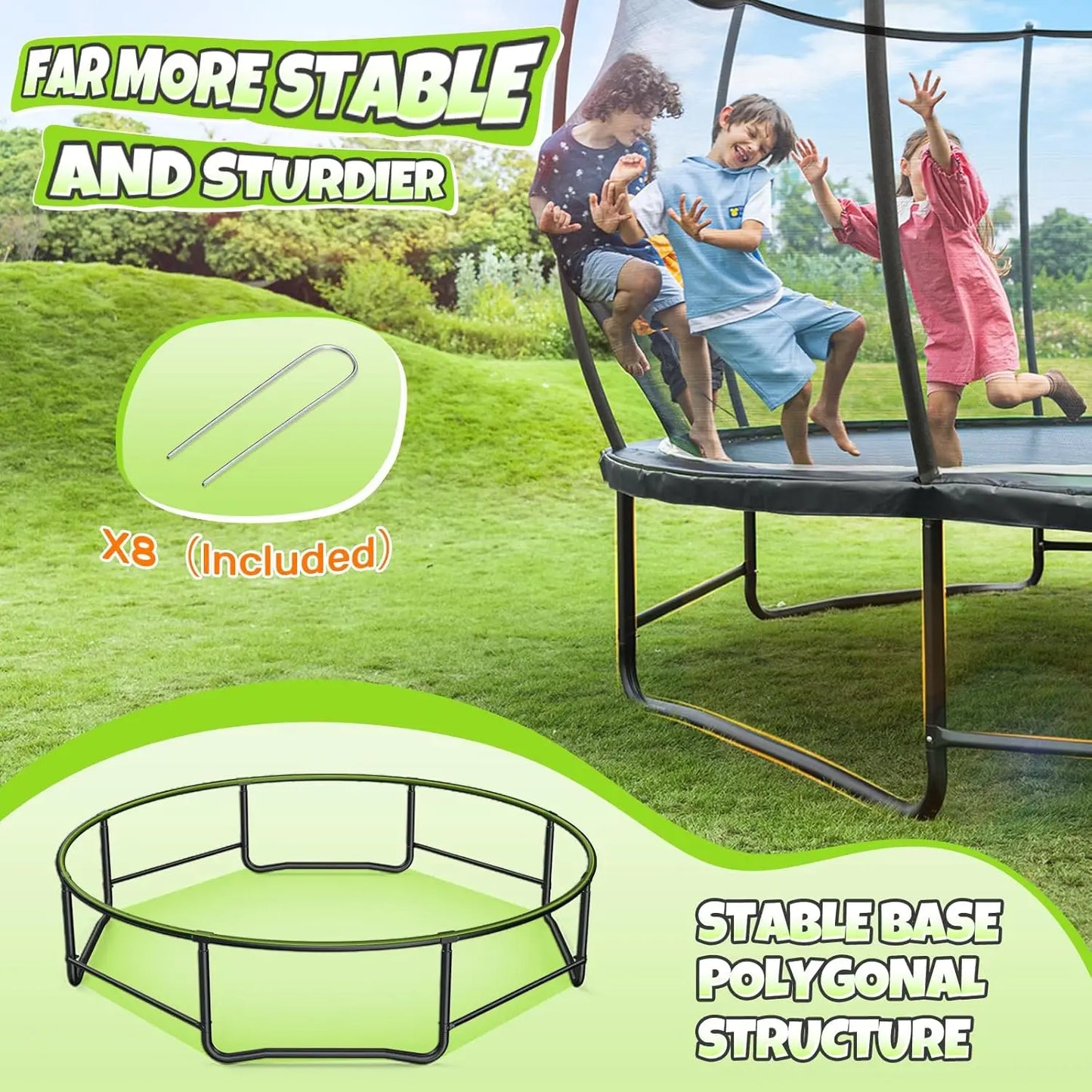 8FT 10FT 12FT 14FT 15FT 16FT Recreational Trampoline with Enclosure - Cheerful Home Finds