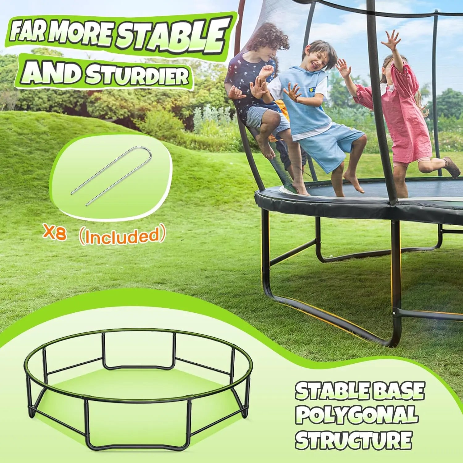 8FT 10FT 12FT 14FT 15FT 16FT Recreational Trampoline with Enclosure - Cheerful Home Finds