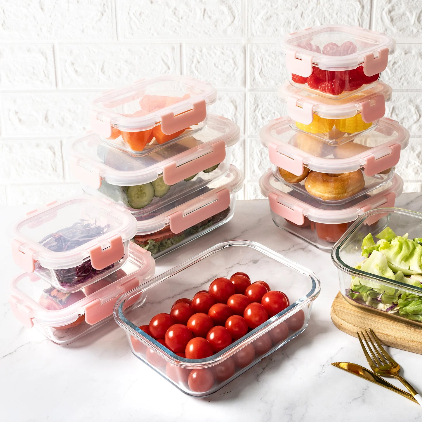 16-Piece Glass Food Storage Containers Set, Leakproof BPA-Free - Cheerful Home Finds