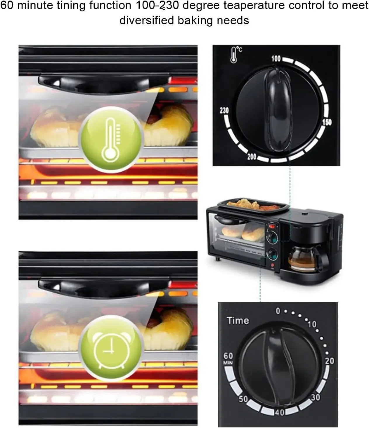 Air Fryer Toaster Smart Oven 17.9 x 7.7 x 7.5 Inch Countertop Convection 3 in 1 Multifunctional Home Breakfast Station