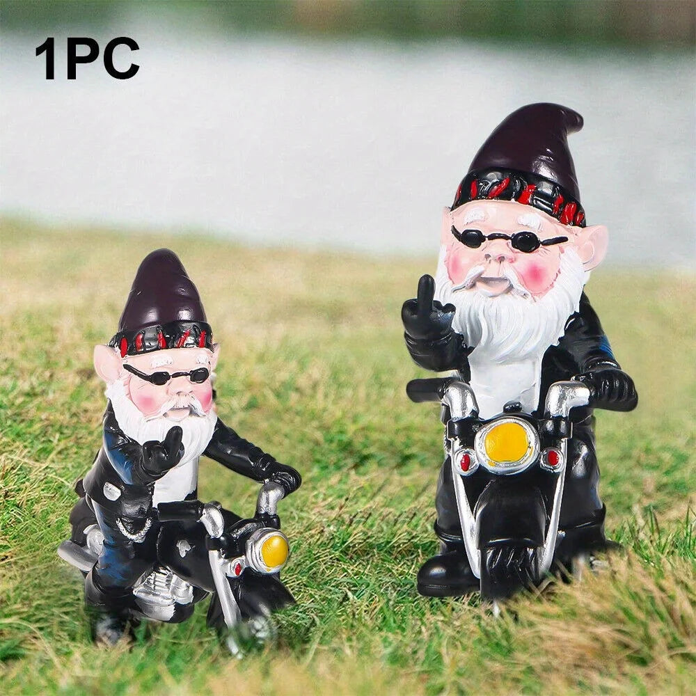 Naughty Gnome Riding Motorcycle Statue Funny Resin Crafts Gift - Cheerful Home Finds