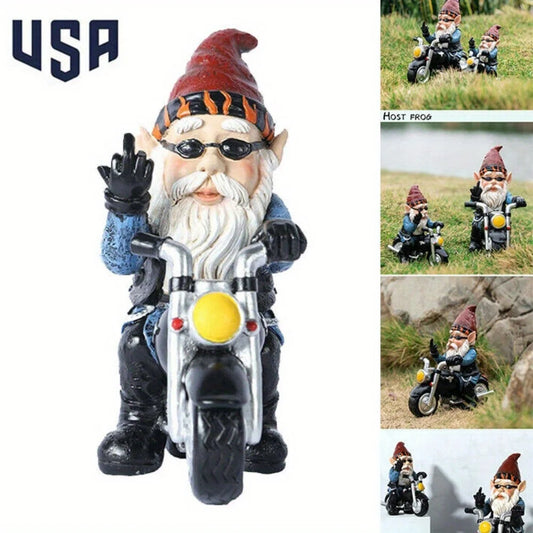 Naughty Gnome Riding Motorcycle Statue Funny Resin Crafts Gift - Cheerful Home Finds
