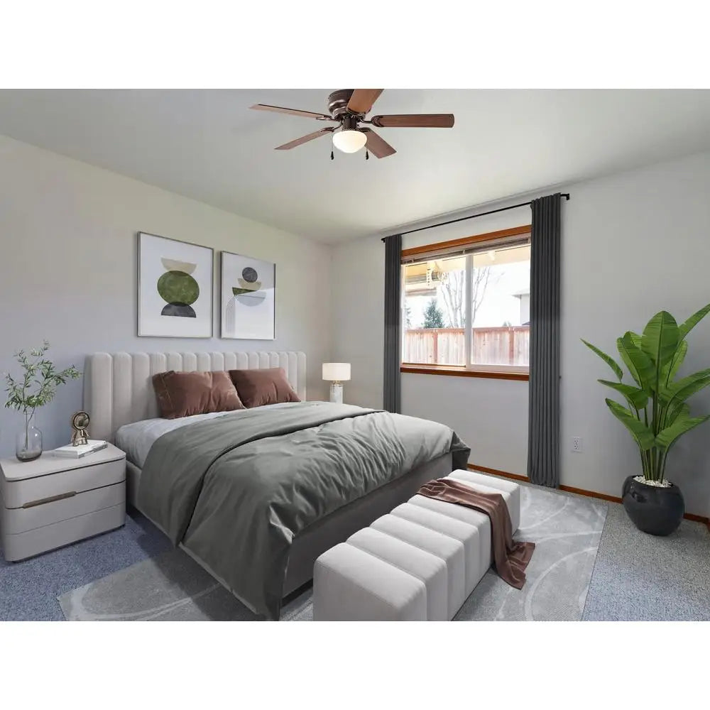 44 Inch Hugger Ceiling Fan With Light Kit Five Reversible Blades Quiet Three Speed Motor Indoor Use