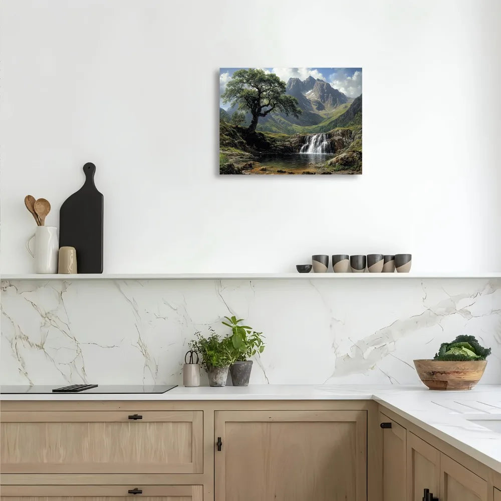 1.5 Inch Chunky Wood Pine Frame Interior Art Mural Wall Decoration Home Decorative Wall Art Magnificent Mountains and Waterfalls - Cheerful Home Finds