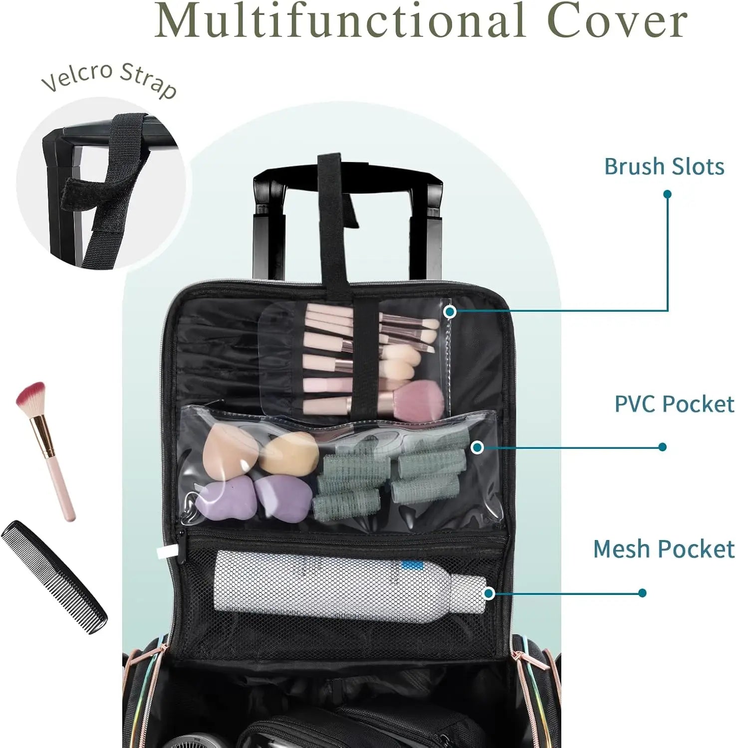 Professional Rolling Makeup Train Case with 5 Toiletry Bags - Cheerful Home Finds