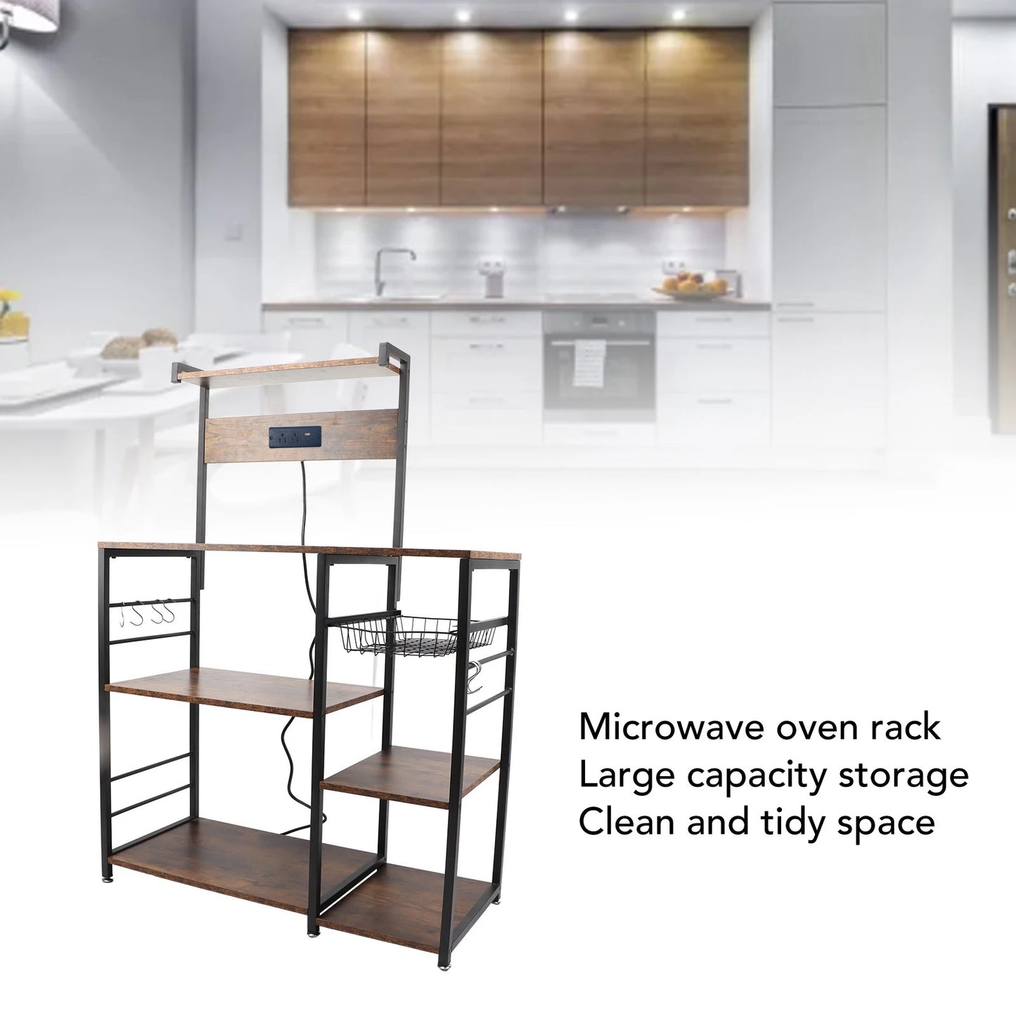 Kitchen Utility Storage Shelf Microwave Oven Stand Coffee Bar Station Rust Resistant Strong Load Bearing Multi Tier for Spices - Cheerful Home Finds