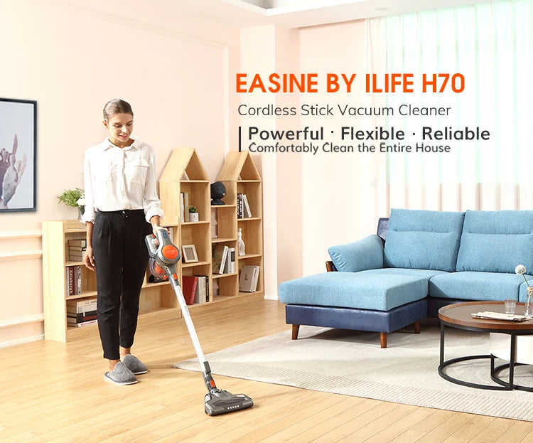 ILIFE H70 Cordless Handheld Vacuum Cleaner Robot 21kPa Suction 1.2L Dust Cup 40 Minutes Runtime LED Illumination Removable Battery
