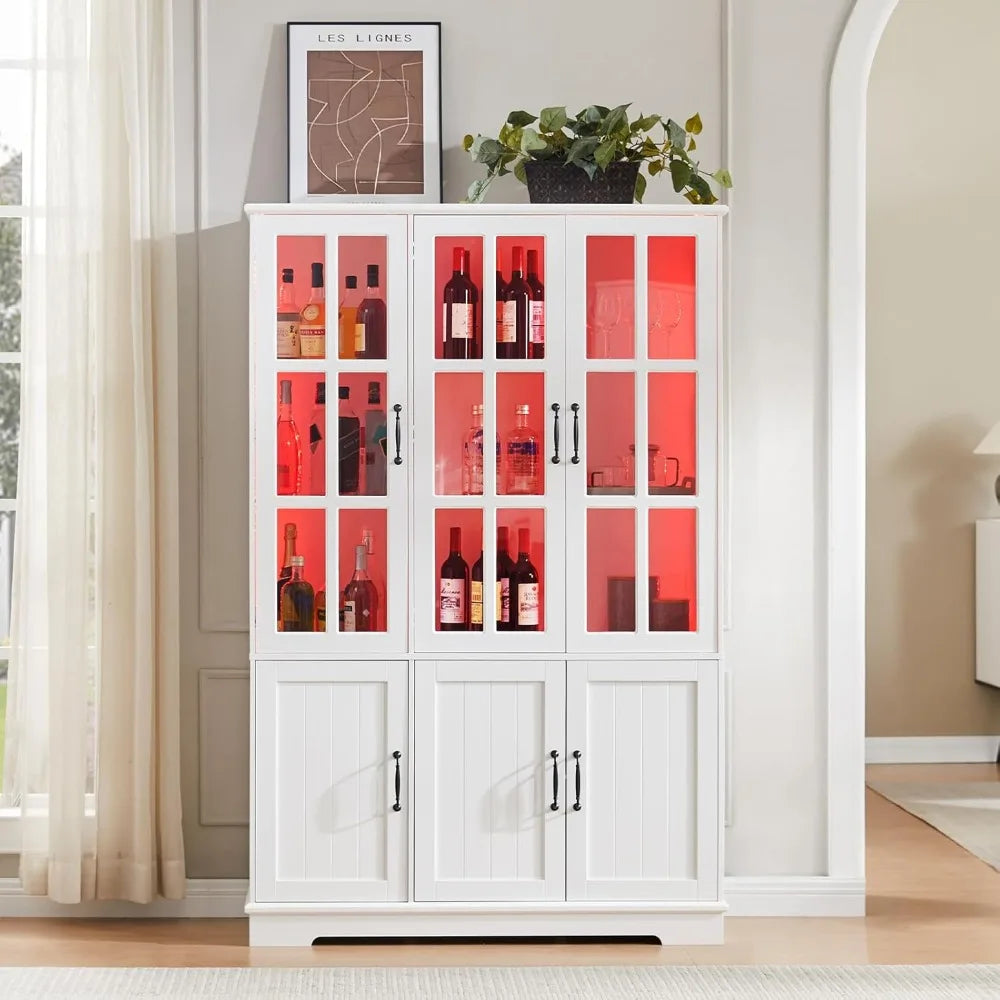 71 Inch Tall Kitchen Pantry with LED Lights and 5 Tier Shelf - Cheerful Home Finds