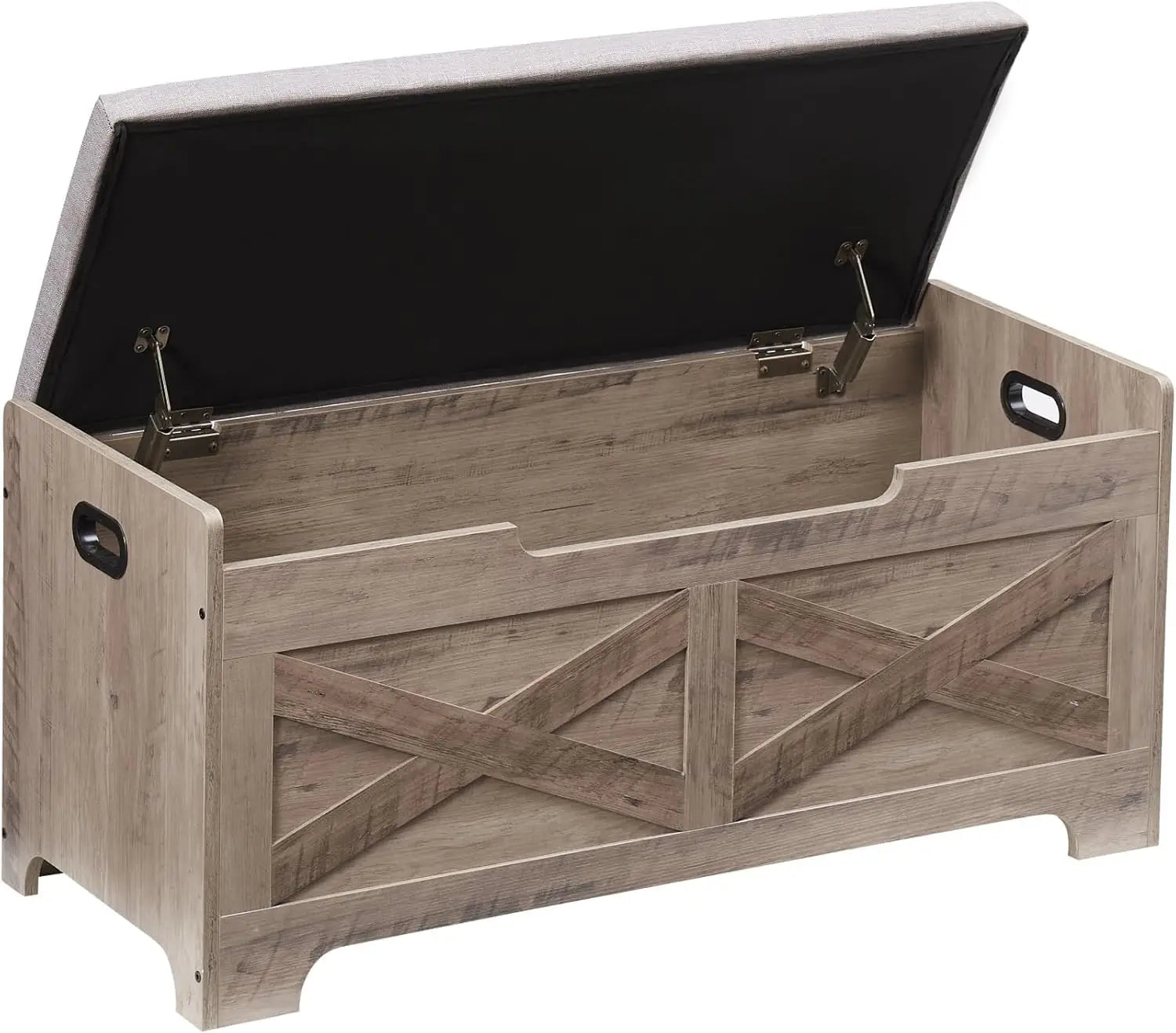 Storage Bench Storage Chest with 2 Safety Hinges Liftable Top - Cheerful Home Finds