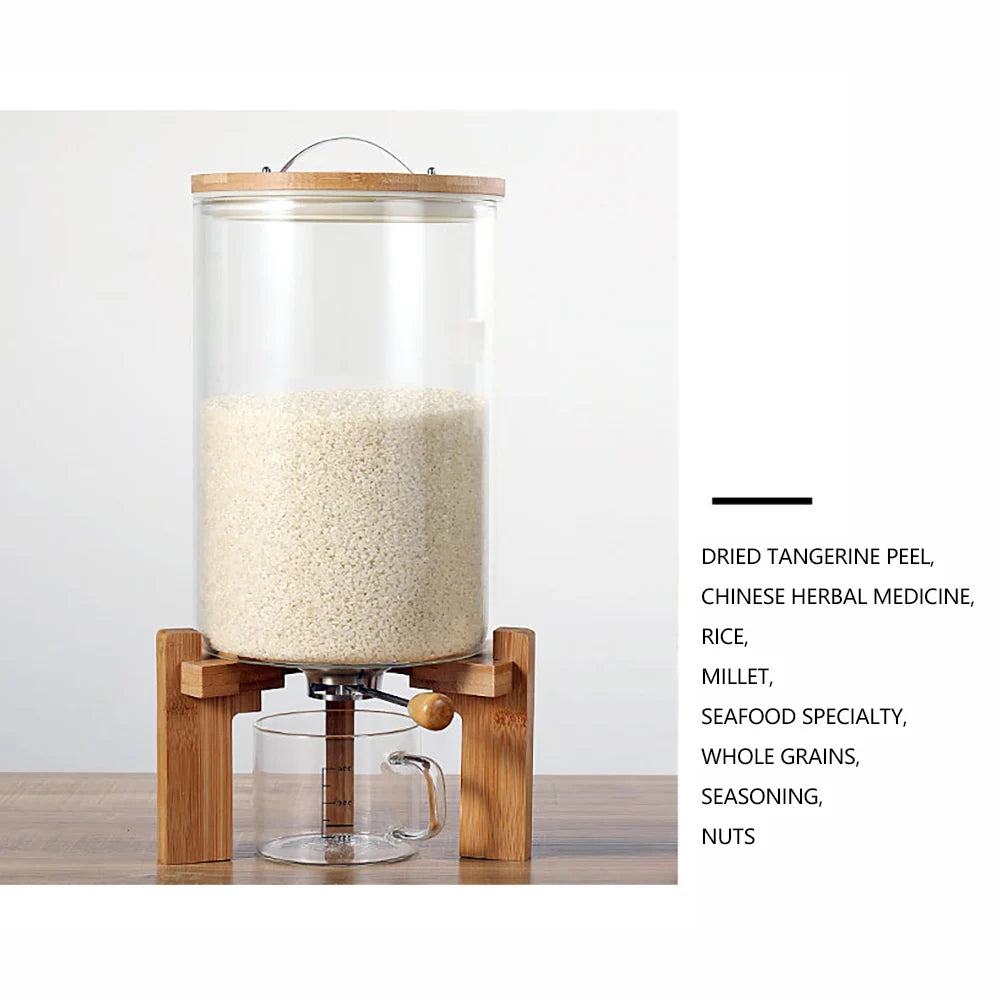 Flour And Cereal Container 5L/7.5L Rice Dispenser Glass Storage - Cheerful Home Finds