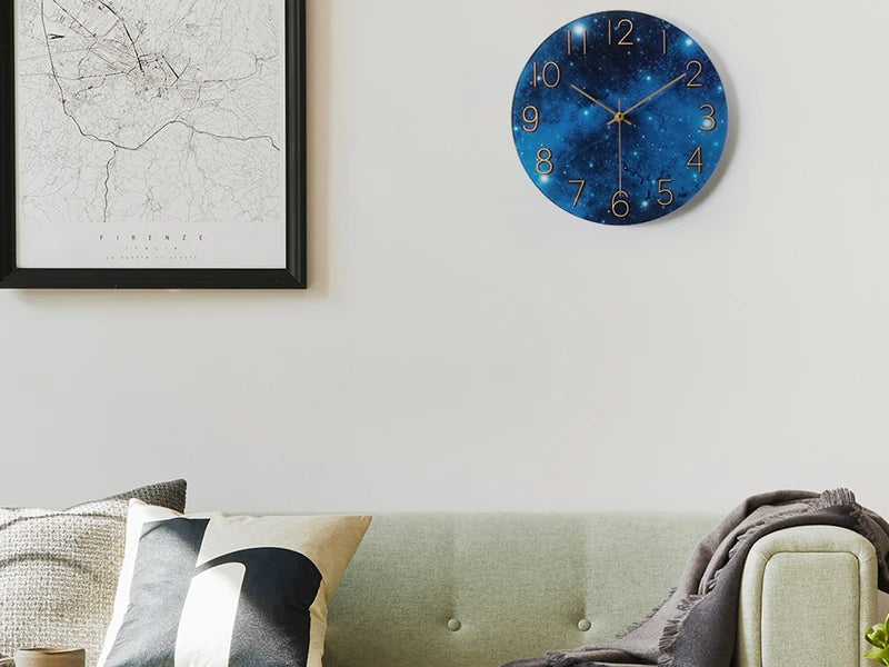 12 Inch Silent Non Ticking Wall Clock Beach Sunrise Glass Battery Operated Analog Clock for Bedroom Living Room Kitchen Office