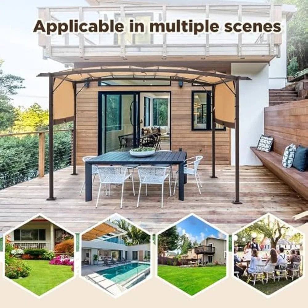 Pergola 9' x 12' Outdoor Pergolas with Sun Shade Canopy - Cheerful Home Finds