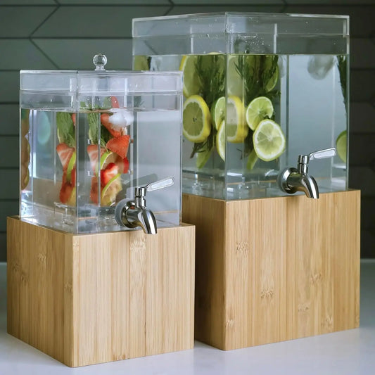 2 Pack Acrylic Beverage Dispenser with Fruit & Herb Infuser - Cheerful Home Finds