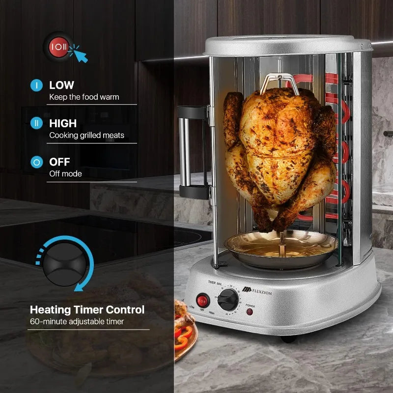 Flexzion Vertical Rotisserie Oven Grill Countertop Shawarma Machine - Cheerful Home Finds