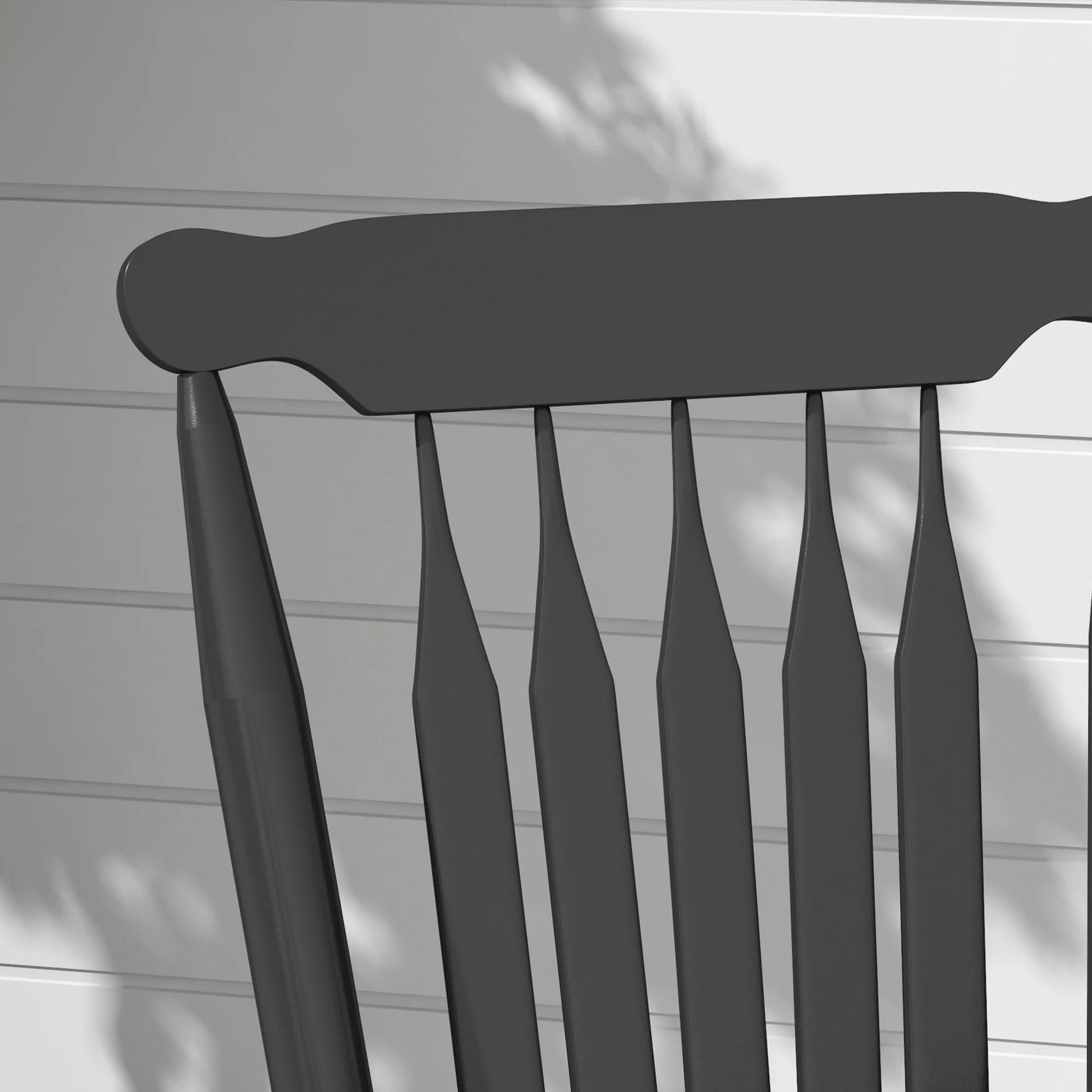 Outsunny 350 Lbs Outdoor Wood Rocking Chair Black High Back - Cheerful Home Finds
