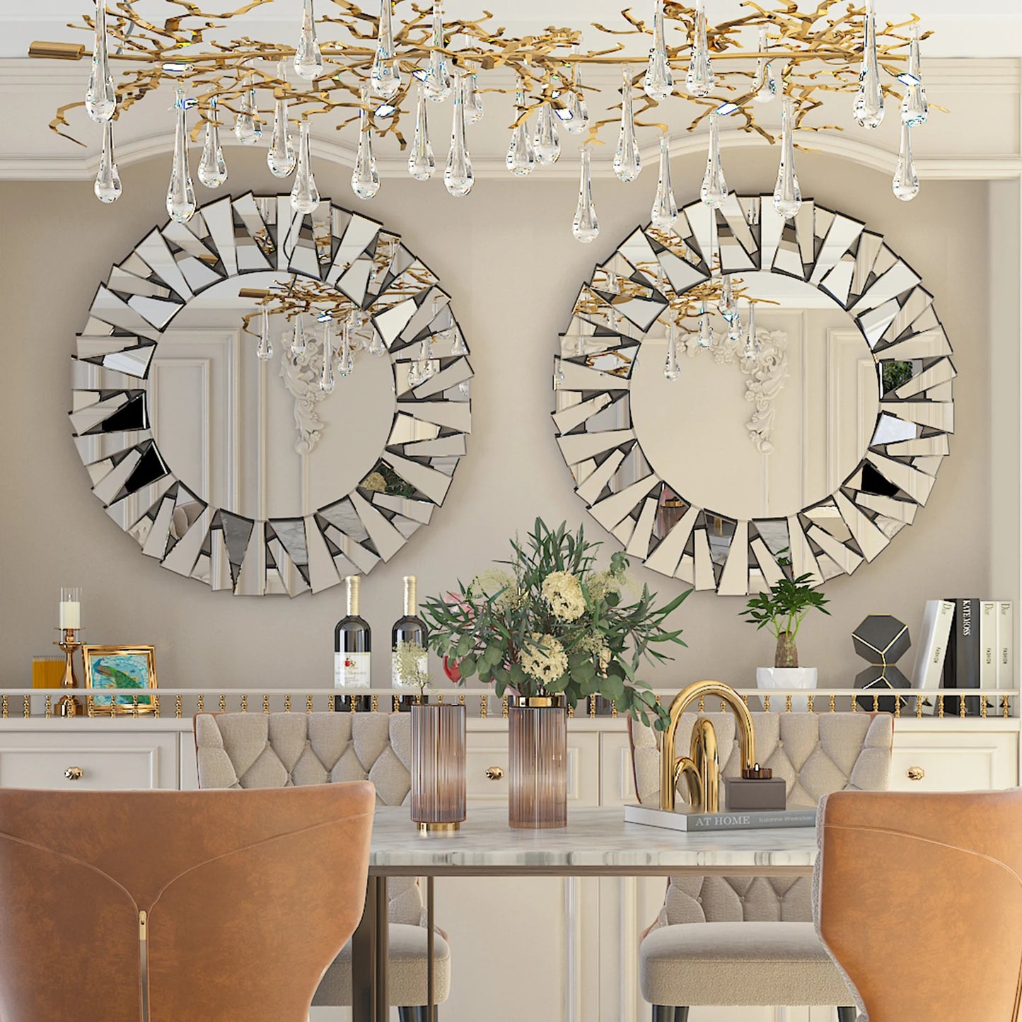 32 Inch Wall Mirrors Decorative Round Sunburst Mirror - Cheerful Home Finds