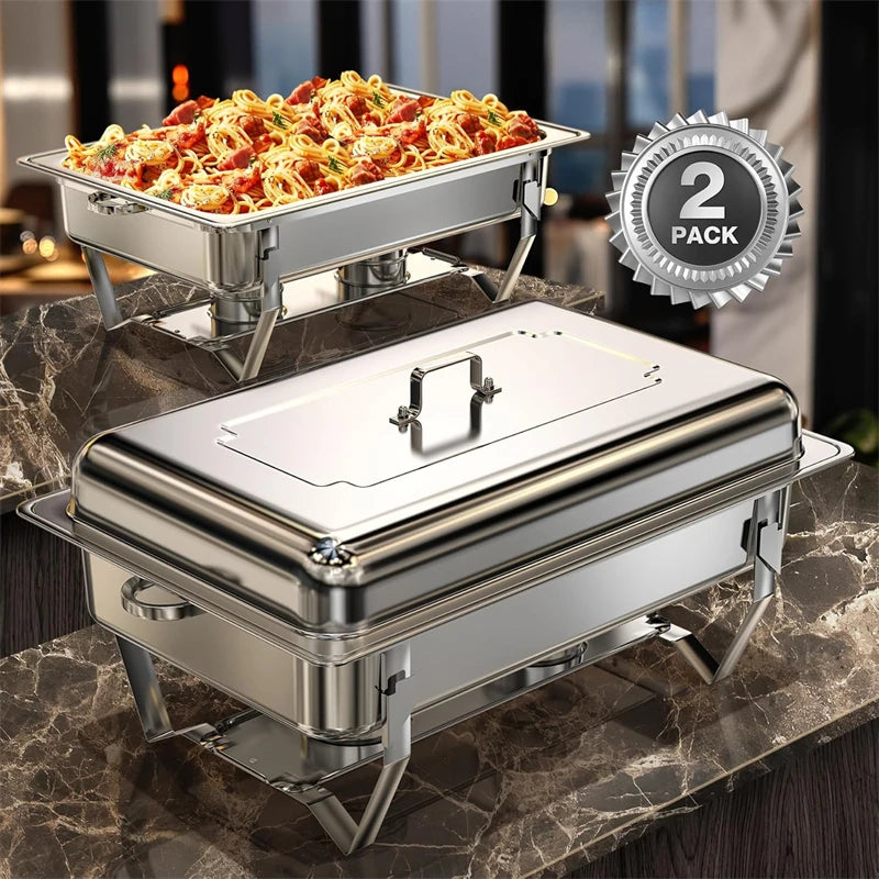 2/4/6 Pack 8QT Chafing Dish Buffet Set Stainless Steel Food Warmer Kit - Cheerful Home Finds
