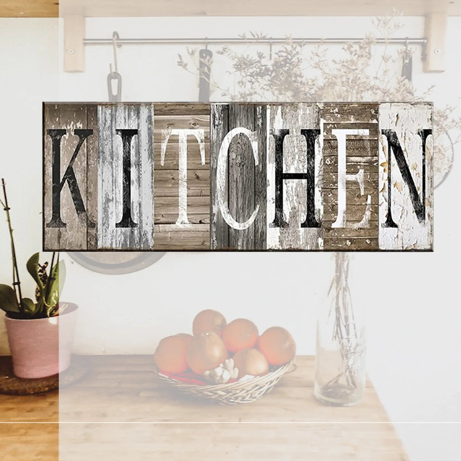 Kitchen Decor Wood Kitchen Sign Wall Decor Rustic Art - Cheerful Home Finds