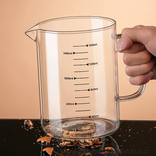 YWDL 1/1.5L Glass Measuring Cup With Handle Large Capacity - Cheerful Home Finds