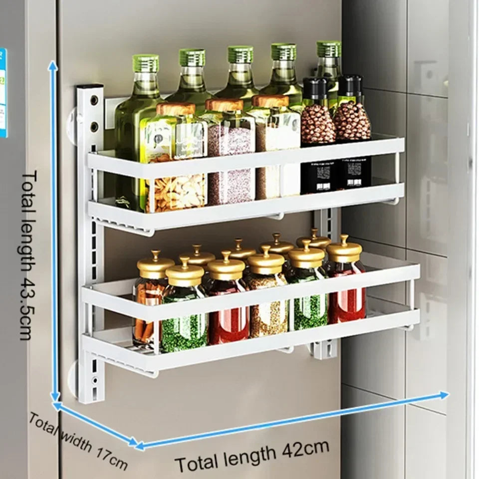 Wall Mount Storage Rack Kitchen Spice Racks Multi-Layer Organizer - Cheerful Home Finds