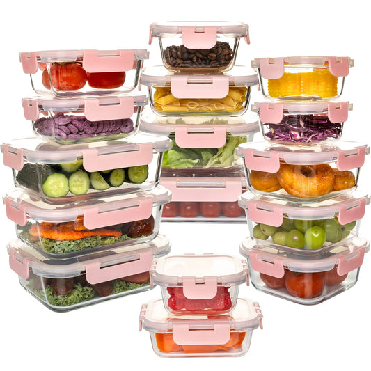 16-Piece Glass Food Storage Containers Set, Leakproof BPA-Free - Cheerful Home Finds