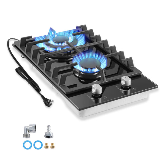 12 Inch Built-in with Thermocouple Protection, LPG/NG Dual Fuel Gas Cooktop - Cheerful Home Finds