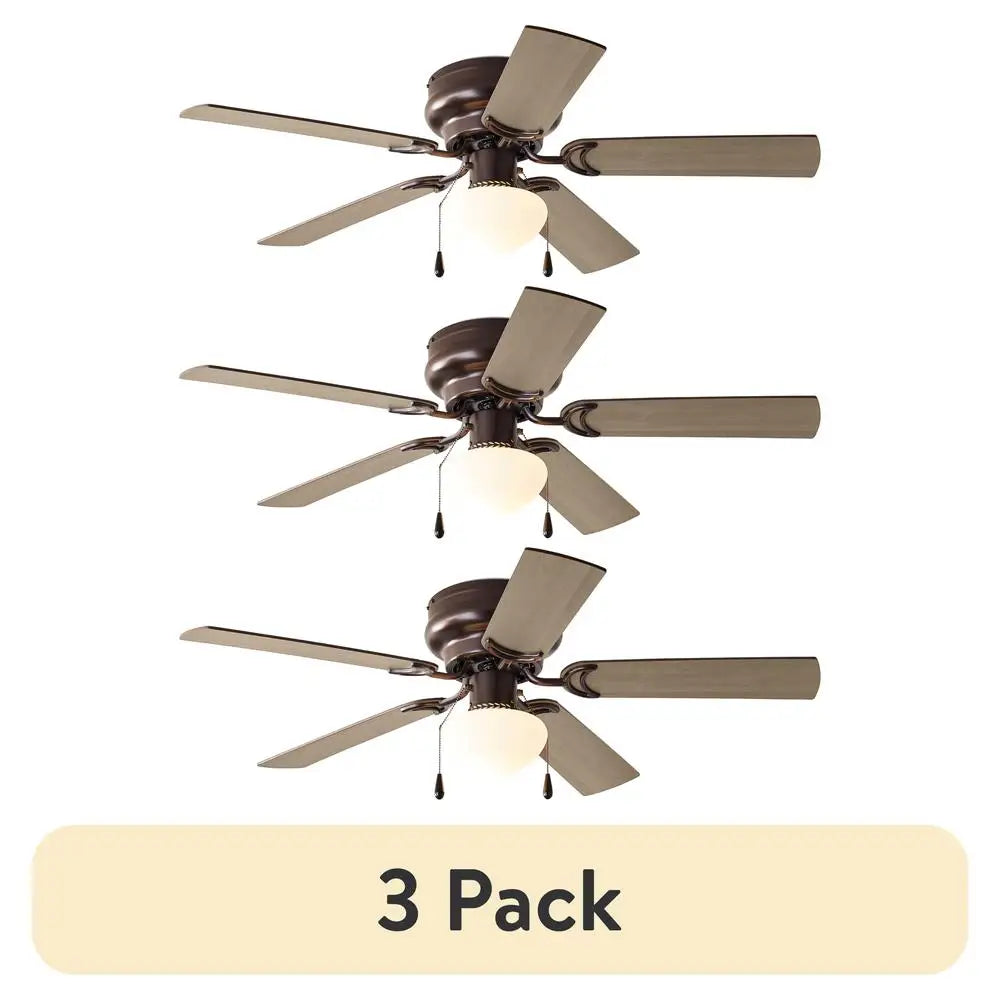 44 Inch Hugger Ceiling Fan With Light Kit Five Reversible Blades Quiet Three Speed Motor Indoor Use