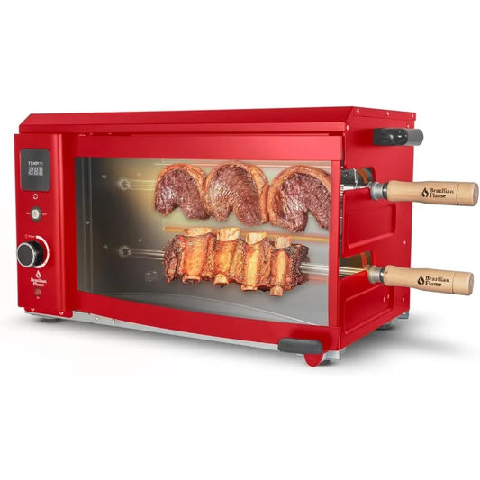 Brazilian Flame Rotisserie Grill Roaster with 2 Skewers - Cheerful Home Finds