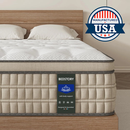 BedStory 12 Inch Full/King Hybrid Gel Memory Foam Mattress - Cheerful Home Finds
