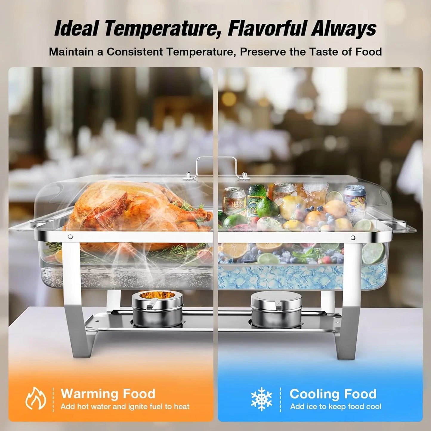 2/4/6 Pack 8QT Chafing Dish Buffet Set Stainless Steel Food Warmer Kit - Cheerful Home Finds