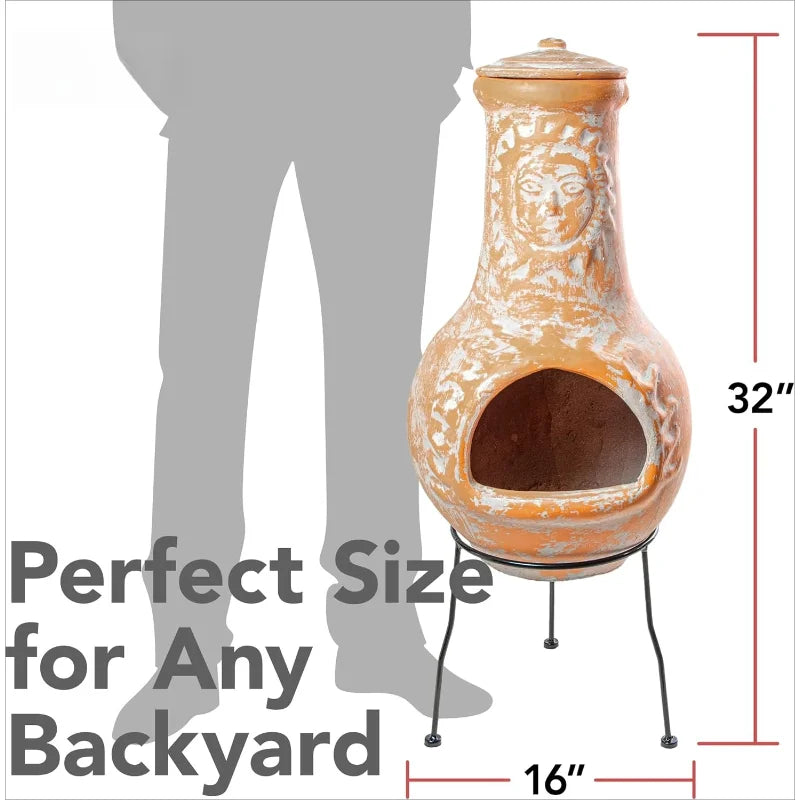 Medium Chiminea Outdoor Fireplace Clay Chimineas Yellow Terracotta - Cheerful Home Finds