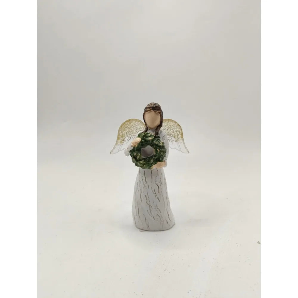 Statues for Home Decor, Graceful Angel Statue with Wreath - Cheerful Home Finds