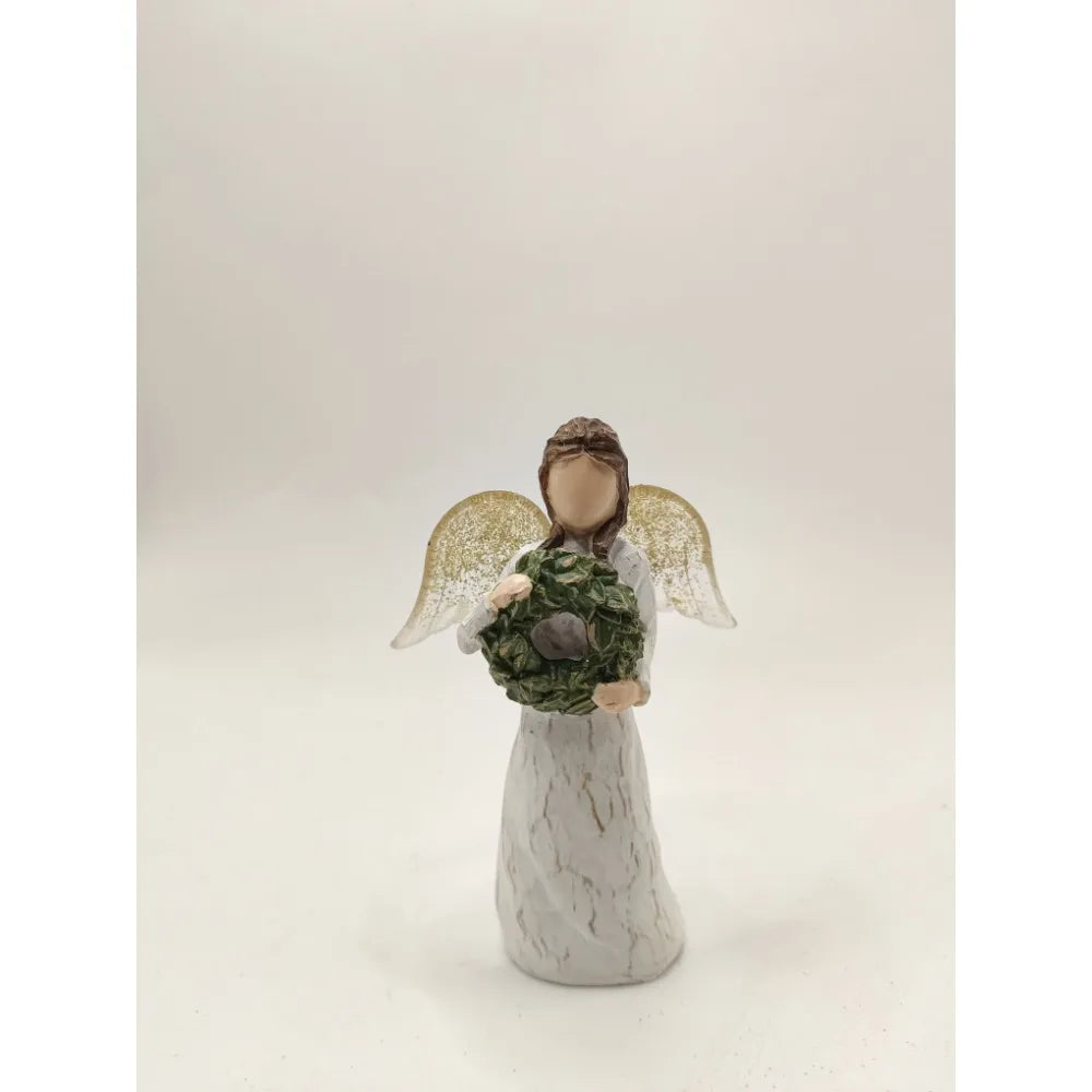 Statues for Home Decor, Graceful Angel Statue with Wreath - Cheerful Home Finds
