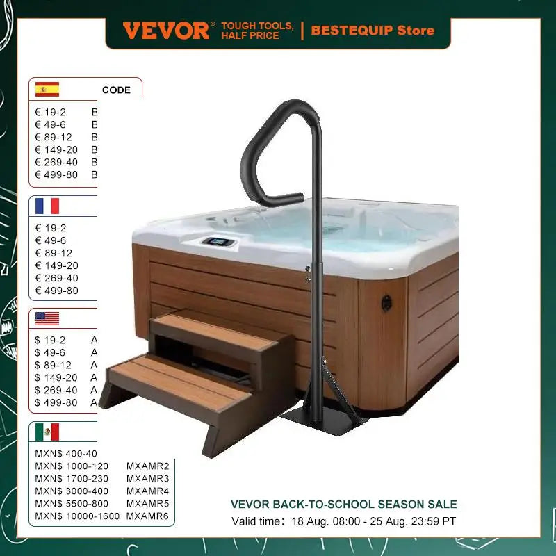 VEVOR 360 Rotatable Hot Tub Handrail Adjustable Height - Cheerful Home Finds